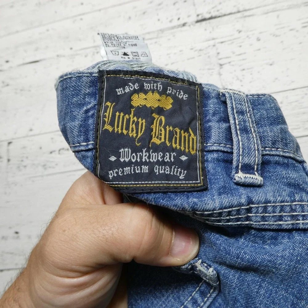 Vintage Lucky Brand Dungarees Jeans Womens 20 Blue Denim Relaxed Straight - Picture 9 of 16